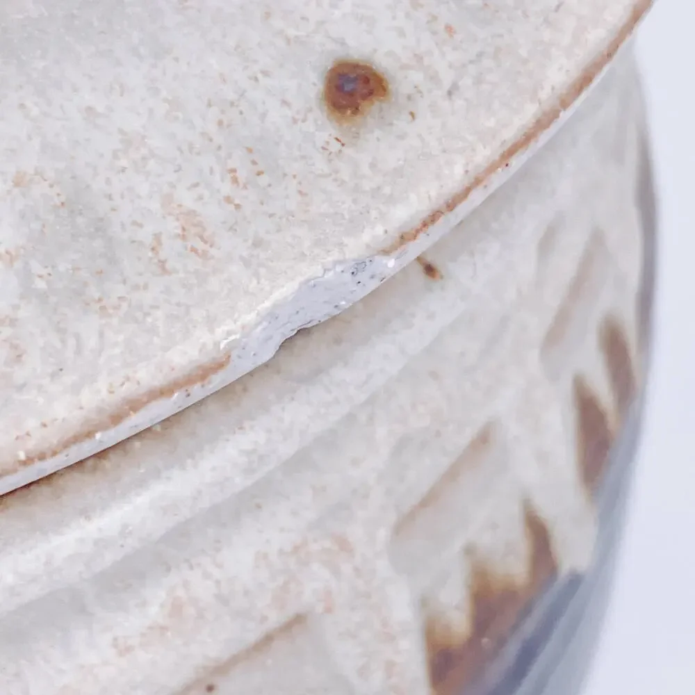 Vintage Signed Chambers Ovenware Lidded Stoneware Pot Brown Drip Glaze Pottery